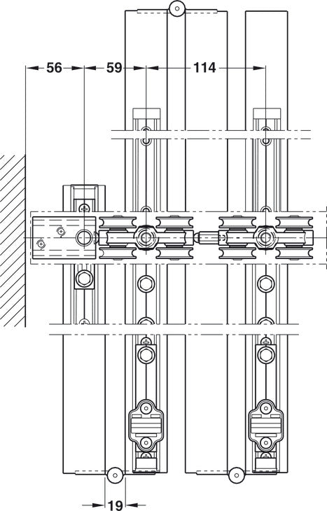 Folding Wall Fitting, HAWA Centerfold 80 H