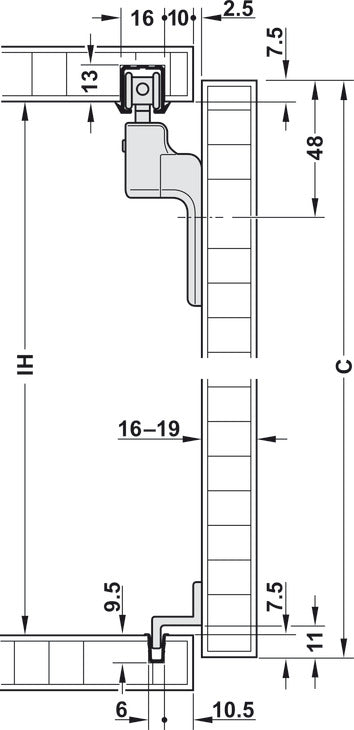 Sliding Door Hardware, Slido F-Line21 20A, set