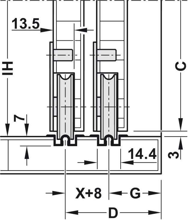 Sliding Door Hardware, Slido F-Line15 55A, set