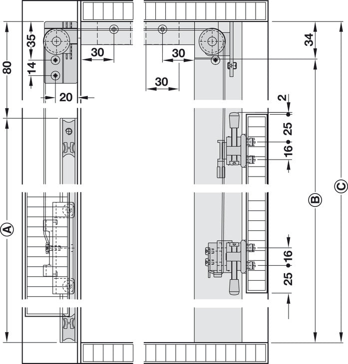 Sliding Door Fitting, Hawa Libra 20 H IF/VF, set
