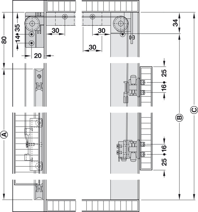 Sliding Door Fitting, Hawa Libra 20 H IF/VF, set