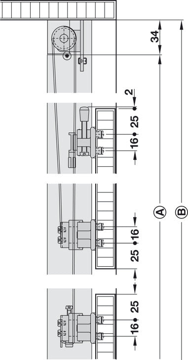 Sliding door fitting, Hawa Libra 20 Synchro H IF/VF, set