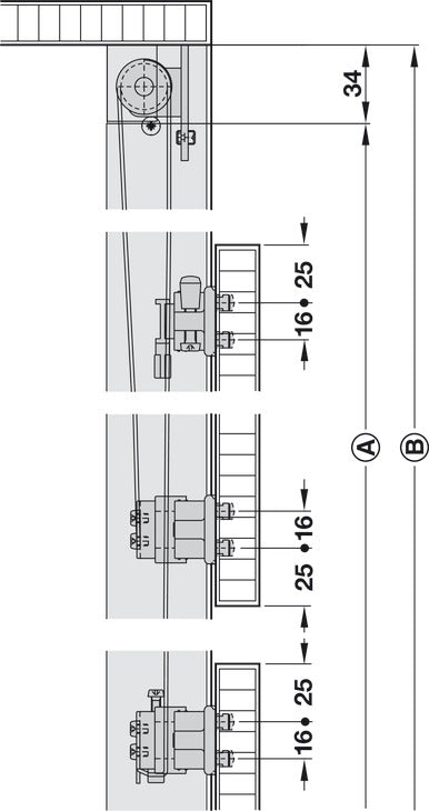 Sliding door fitting, Hawa Libra 20 Synchro H IF/VF, set