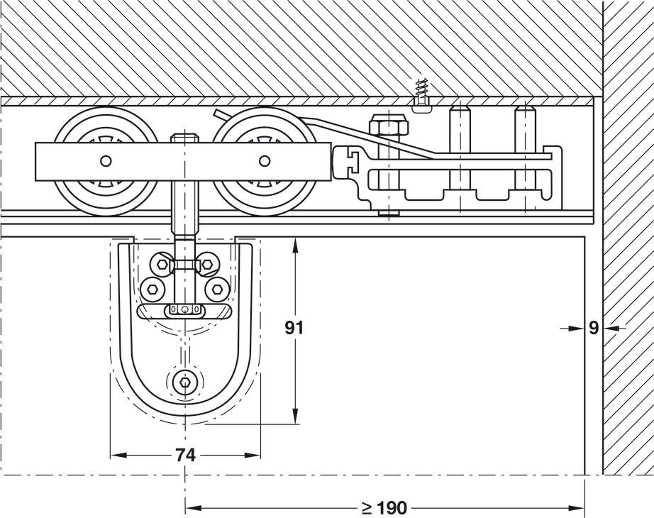 Sliding Door Hardware, Hawa Junior 160/GP, set