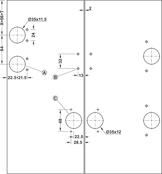 Sliding door fitting, For Slido F-Fold 61 25A/50A Set