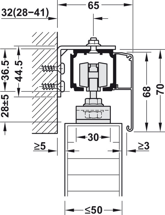 Sliding door fitting, Slido D-Line11 160P Set