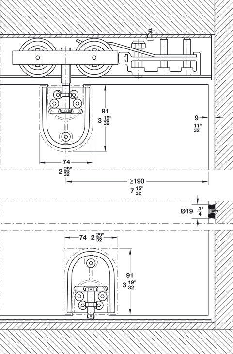 Sliding Door Hardware, Hawa Junior 160/GP, set