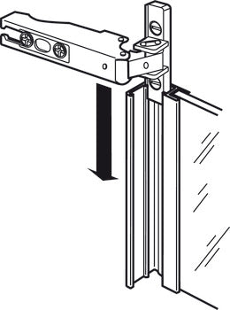 Aluminum Frame Door Hinge, HÃ¤fele Metallamat A, inset mounting, opening angle 110°