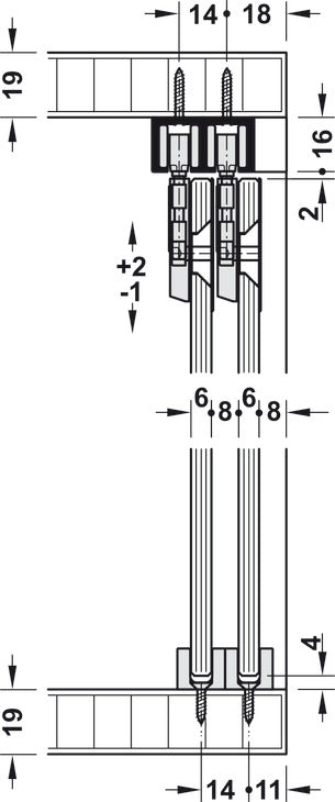 Sliding Door Hardware, Hawa Clipo 16 GS IF, set