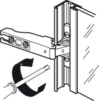 Aluminum Frame Door Hinge, HÃ¤fele Metallamat A, inset mounting, opening angle 110°
