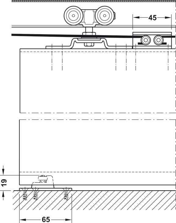 Sliding Door Hardware, Hawa Divido 100 H / Porta 60/100 H/HC -Synchro, set
