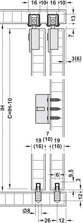 Sliding Door Hardware, Slido F-Line21 40C, set
