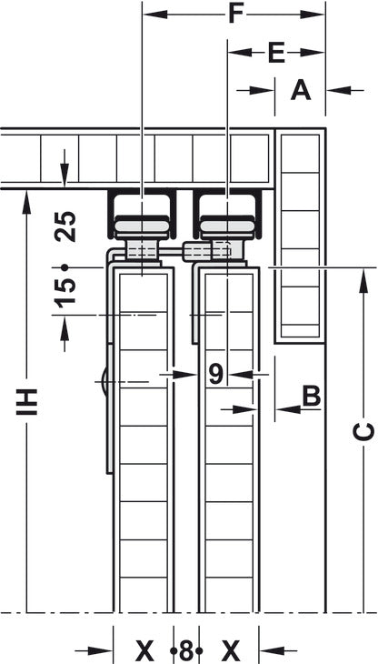 Sliding Door Hardware, Slido F-Line15 55A, set