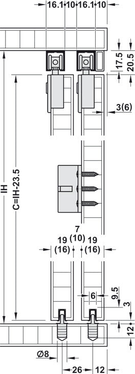 Sliding Door Hardware, Slido F-Line21 40C, set