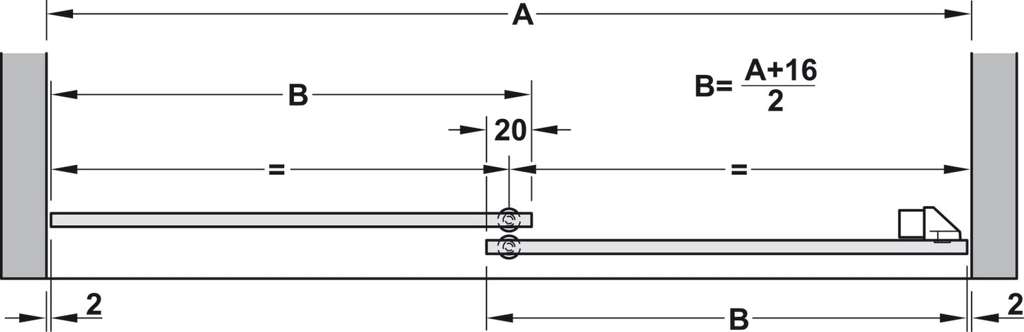 Sliding Door Hardware, Hawa Clipo 16 GS IF, set