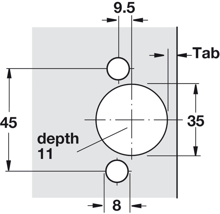 Concealed Hinge, Salice 200 Series, 94°, Half Overlay Mounting