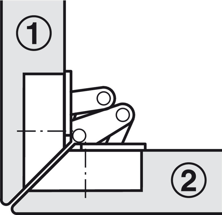 Miter Flap Hinge, 90° Opening Angle