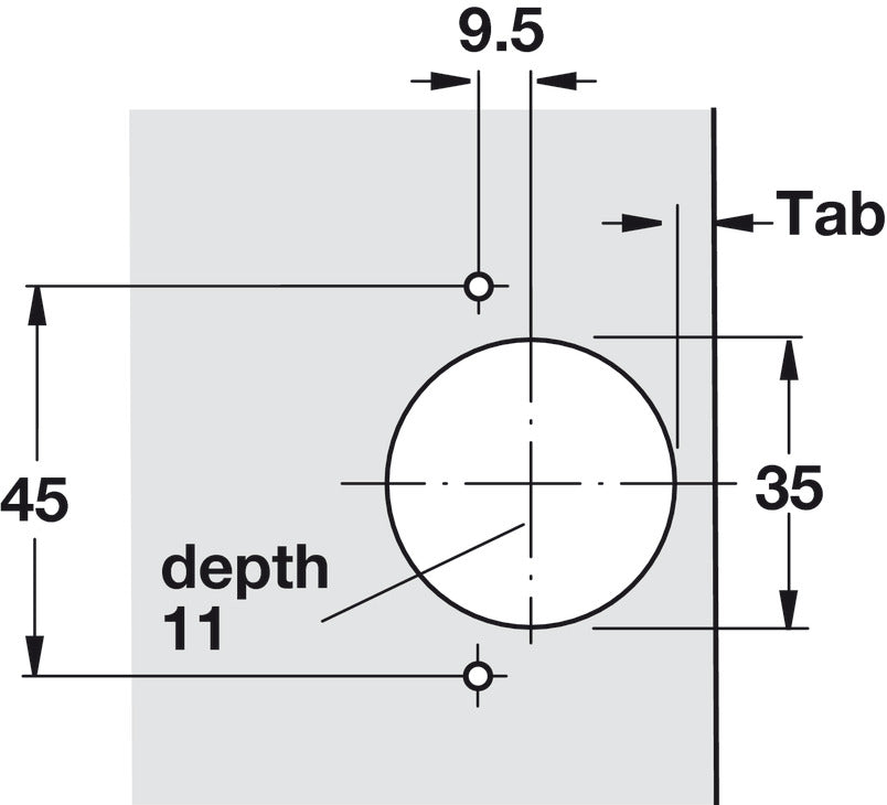 Concealed Hinge, Salice 200 Series, 94°, Half Overlay Mounting