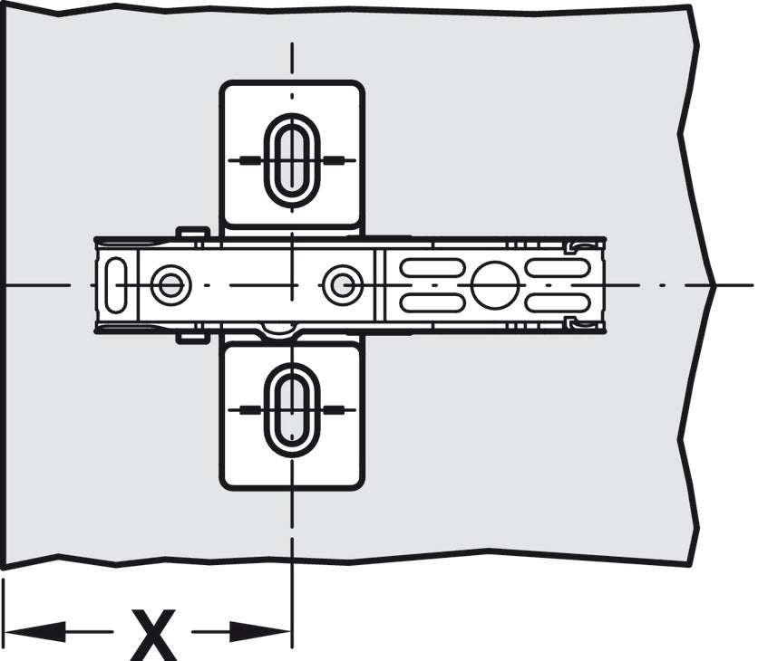 Concealed hinge, Tiomos 120°, overlay, for â€“45° corner applications