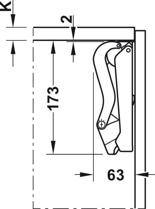 Swing-Up Fitting, HÃ¤fele Free space 1.8 push