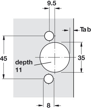 Concealed Hinge, Salice 200 Series/700 Series, 110° Opening Angle, 1/2" Overlay