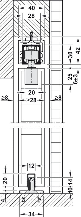 Sliding Door Hardware, Hawa Junior 40/B, set