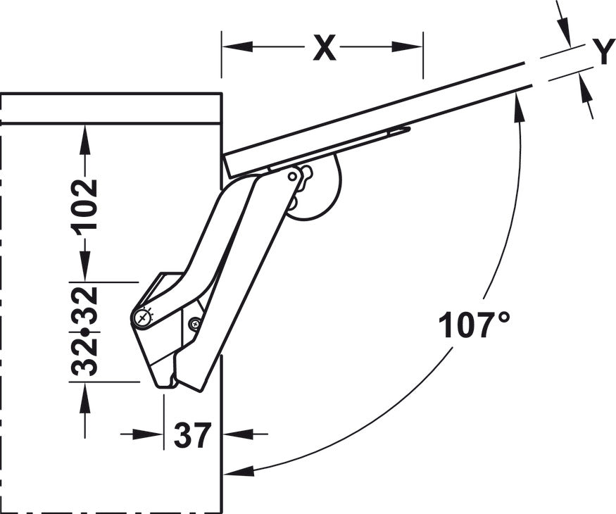 Swing-Up Fitting, HÃ¤fele Free space 1.8 push