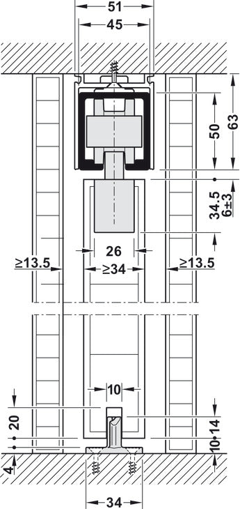 Sliding Door Hardware, HAWA Junior 120/B, set