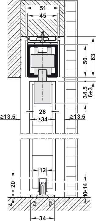 Sliding Door Hardware, HAWA Junior 120/B, set