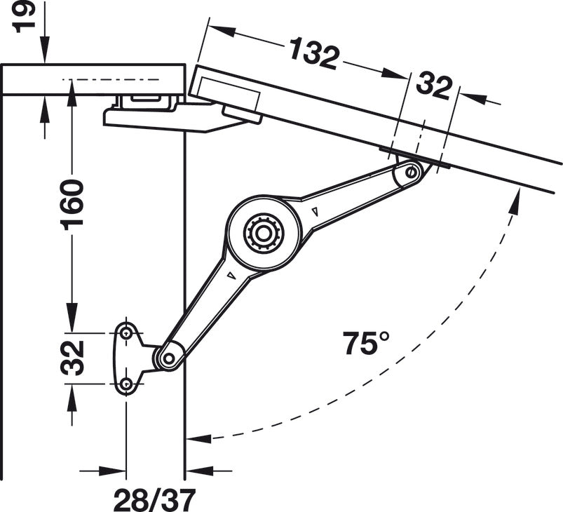 Lid stay/flap stay, Duo Forte, Individual Component