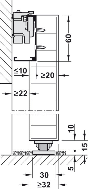 Sliding Door Hardware, Slido D-Line43 80M, set with running track for 1 door leaf