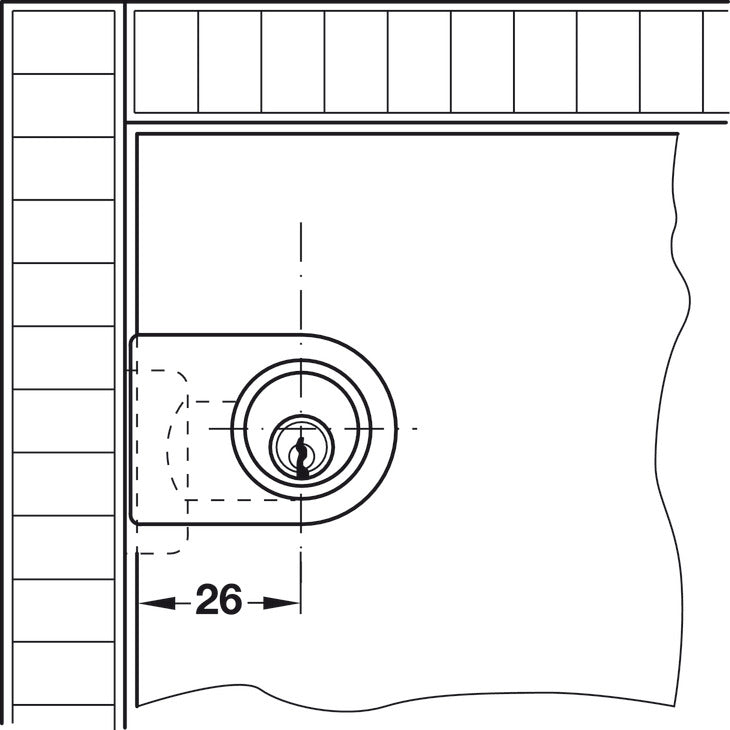 Glass Door Lock, Vertical Installation