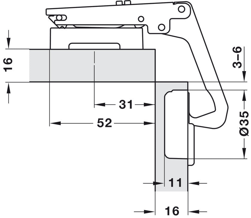 Pie-Cut Corner Hinge, Salice, 70° Opening Angle, Self Close, Nickel-Plated