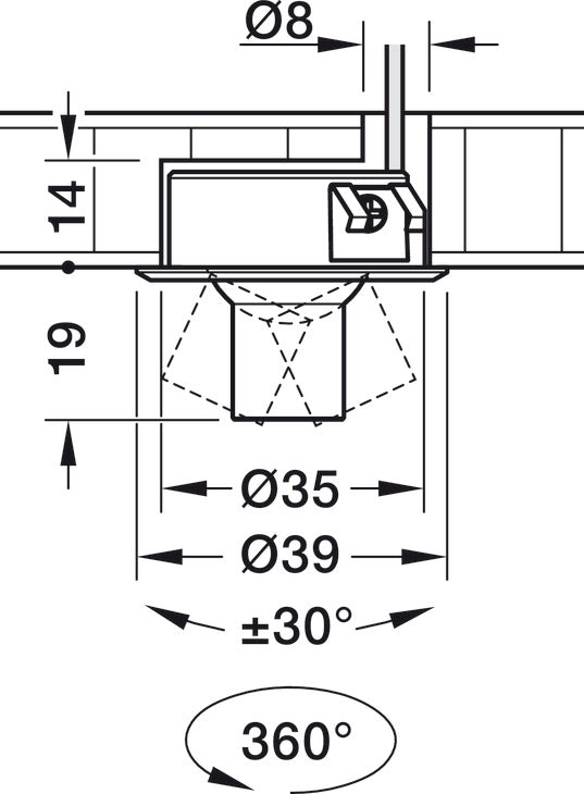 Recess mounted light, HÃ¤fele Loox5 LED 2093, 12 V, 1 W