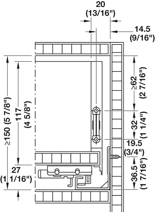 Drawer Set, HÃ¤fele Matrix Box Slim A, 128 mm Drawer Height