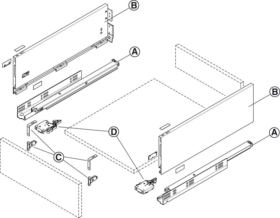 Drawer Set, HÃ¤fele Matrix Box Slim A, 175 mm Drawer Height