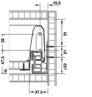 Drawer Set, Square Railing, HÃ¤fele Matrix Box S35, 84 mm Drawer Height