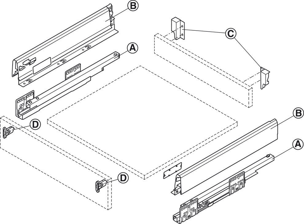 Drawer Set, HÃ¤fele Matrix Box S35, 84 mm Drawer Height
