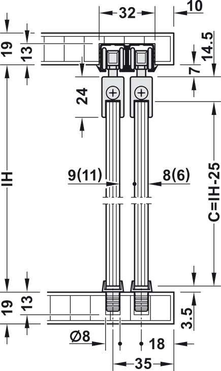Sliding Door Hardware, Slido F-Line21 20D, Set