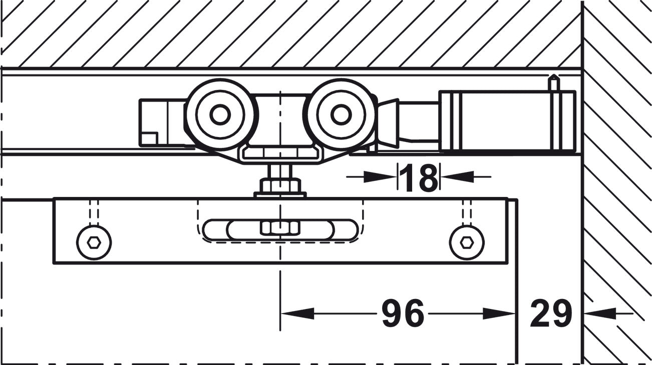Track set, for Slido D-Line11 pocket door solution