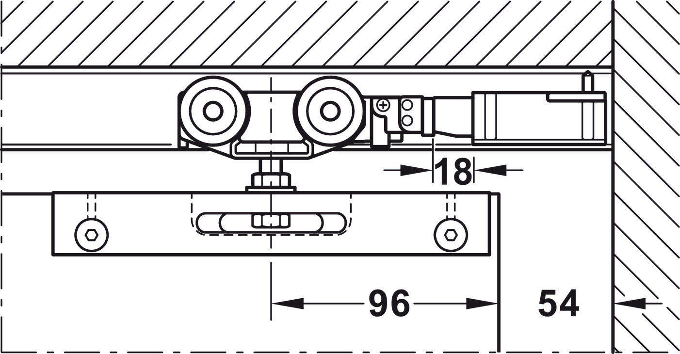 Track set, for Slido D-Line11 pocket door solution