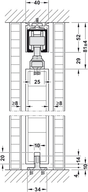 Sliding Door Hardware, Hawa Junior 80/Z, set