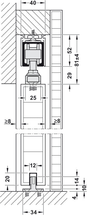 Sliding Door Hardware, Hawa Junior 80/Z, set