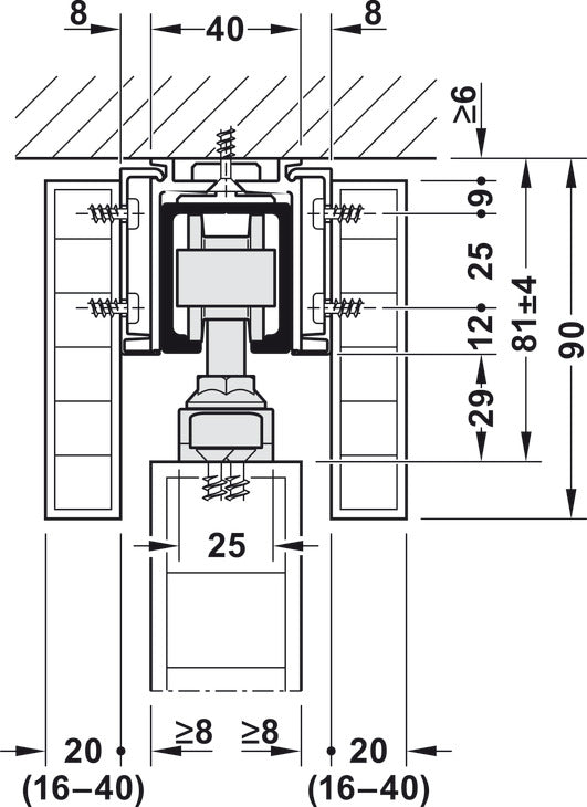 Sliding Door Hardware, Hawa Junior 80/Z, set