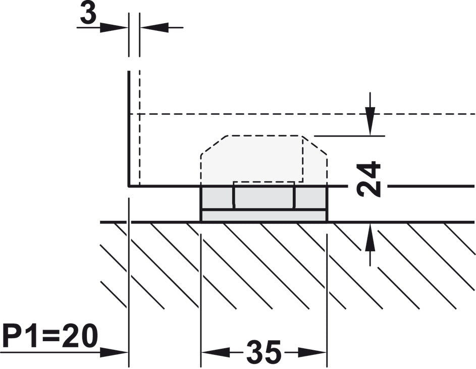 Sliding door fitting, Hawa Junior 100 B Pocket, set