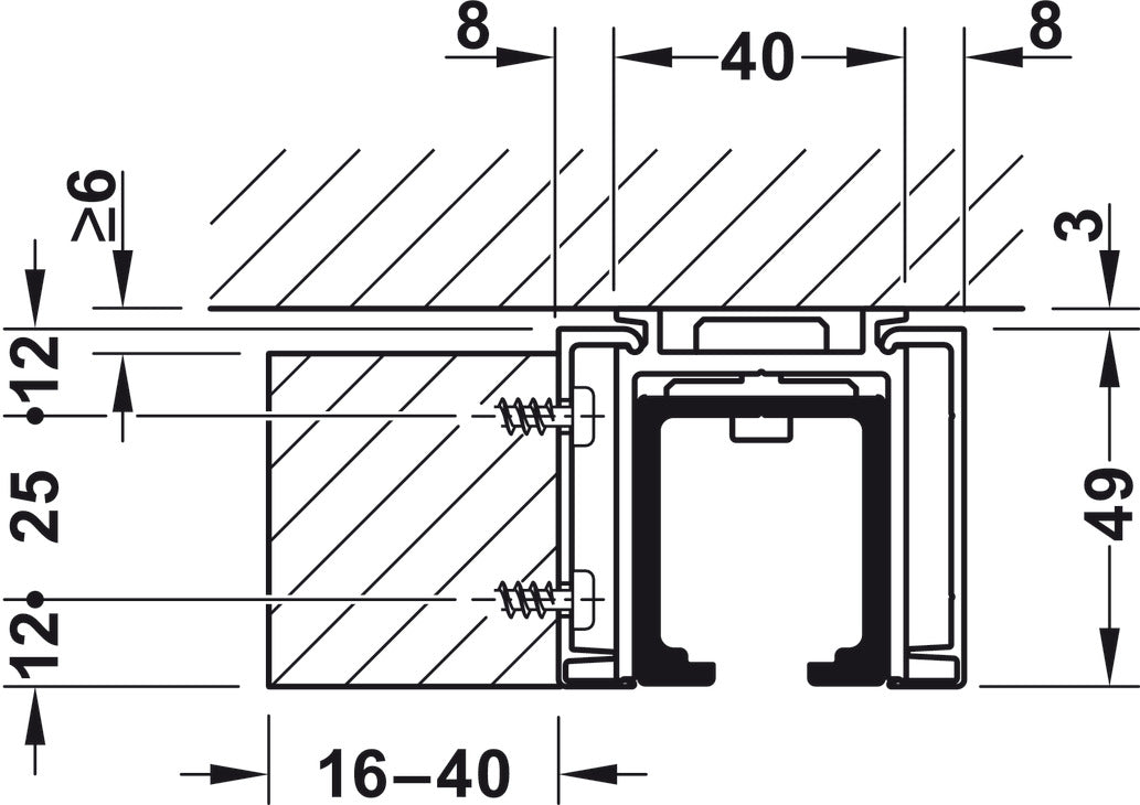 Sliding door fitting, Hawa Junior 100 B Pocket, set