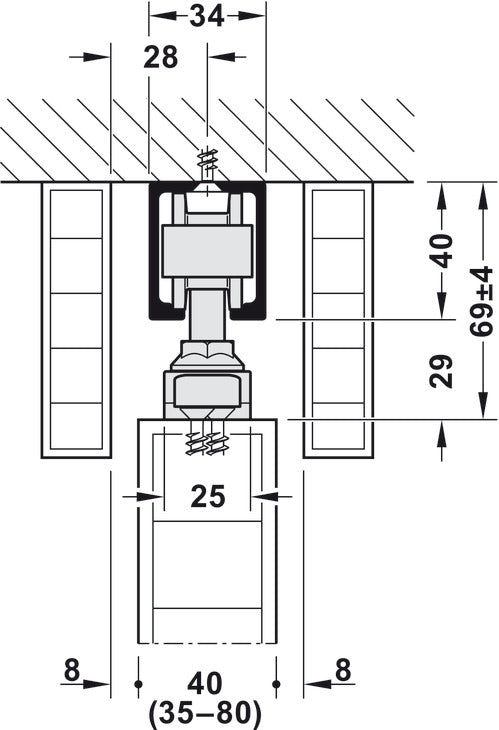 Sliding Door Hardware, Hawa Junior 80/Z, set