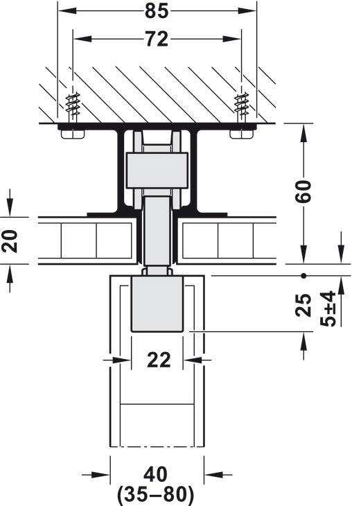Sliding Door Hardware, HAWA Junior 80/B, set