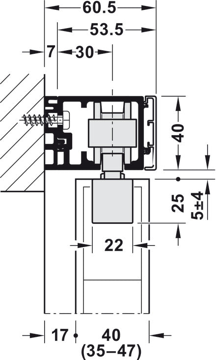 Sliding Door Hardware, HAWA Junior 80/B, set