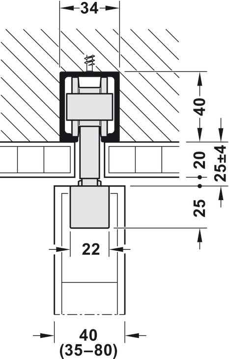 Sliding Door Hardware, HAWA Junior 80/B, set